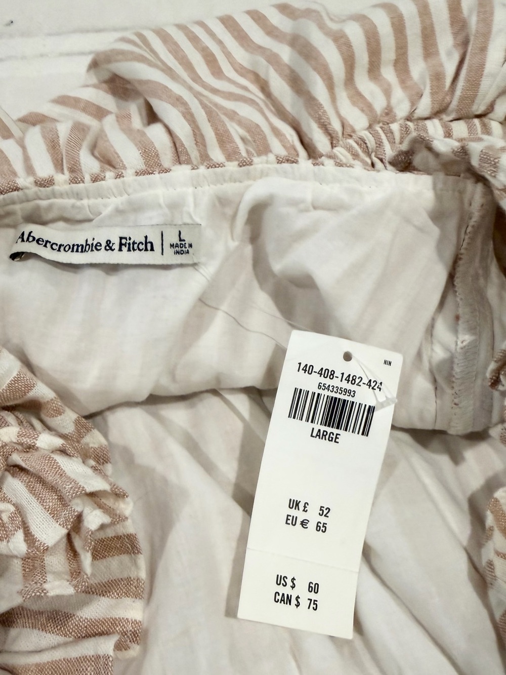 Abercrombie & Fitch Beige and White Striped Ruffle Tank - Picture 3 of 3